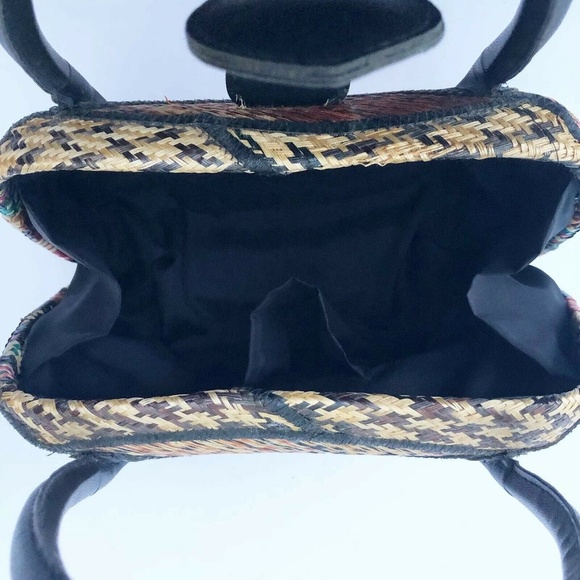 Vintage Woven Wicker Hardside Purse Boho Handbag - Picture 4 of 8